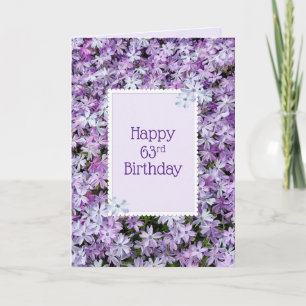 Paarse Phlox voor 63ste verjaardag Kaart