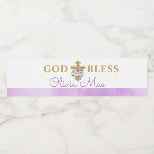 Paarse pinda's Baptisme Water Fleslabels Waterfles Etiket (Enkel label)