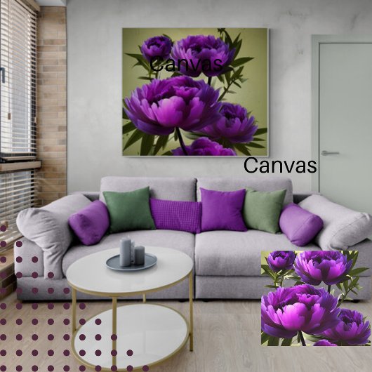 Paarse pinda's Floral Digital Canvas Afdruk