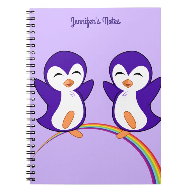 slecht Lang verfrommeld Paarse pinguïn regenboogmonogram Kind Notitieboek | Zazzle.be