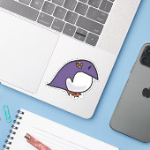 Paarse pinguïn sticker (Laptop met iPhone)