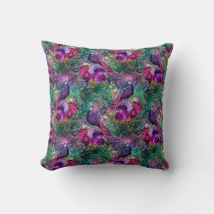 Paarse Pink Peacock Floral Kussen