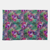 Paarse Pink Peacock Floral Theedoek (Horizontaal)