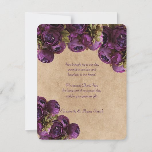 Paarse Pioen, Landelijk Papier, Trouw Dank Je Wel Bedankkaart (Achterkant)