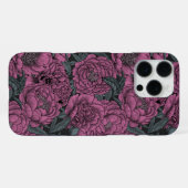 Paarse pioenbloemen iPhone hoesje (Achterkant horizontaal)