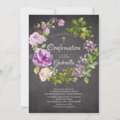 Paarse pioenen bloemenkrans bevestiging kaart (Voorkant)