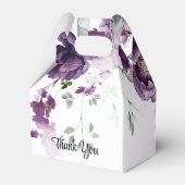 Paarse pioenen en salie groen bruiloft gunst bedankdoosjes (Achterkant)