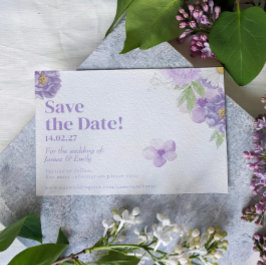 Paarse pioenen Romance Save the Date Kaart