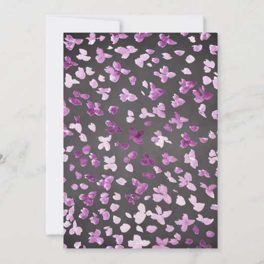 Paarse pioenrozen Floral 16e verjaardag uitnodigin Kaart (Achterkant)