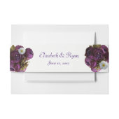 Paarse Pioenrozen, Witte Rozen Bruiloft, Op Maat Uitnodigingen Wikkel (Voorkant Voorbeeld)