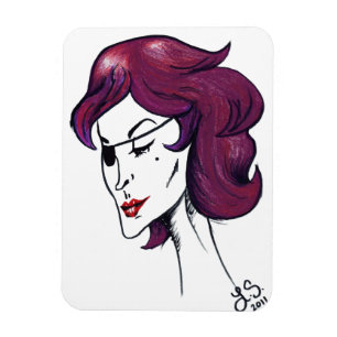 Paarse Piraten Dame Cartoon Originele Pop Art Magneet