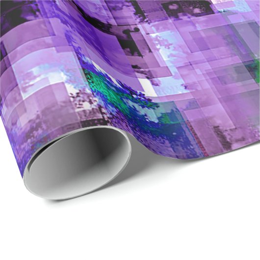 Paarse Pixelated Verpakkend Document Cadeaupapier (Rol Hoek)