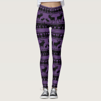 Paarse plaid elanden rustieke patroonpatroon leggi leggings
