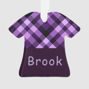 Paarse Plaid Monogram T-Shirt Acryl Ornament
