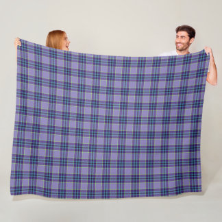 Paarse Plaid Tartan 1 in de kleuren Lavendel en Bl Fleece Deken