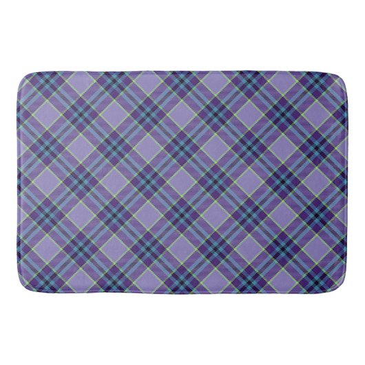 Paarse Plaid Tartan 1 in Lavendel & Blauwe Diagona Badmat (Voorkant)