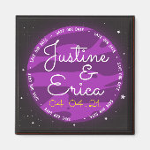 Paarse planet ruimte die onze datum leek te sparen magneet (Voorkant)