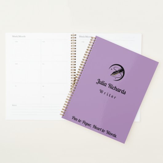 Paarse planner van de schrijver (Display)