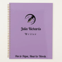 Paarse planner van de schrijver