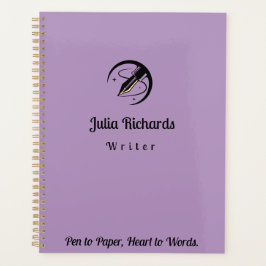 Paarse planner van de schrijver