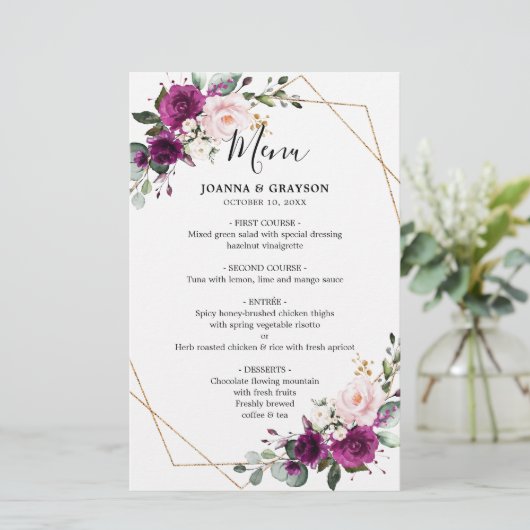 Paarse plum Blush roze roze Geometrische bruiloft (Staand voorkant)