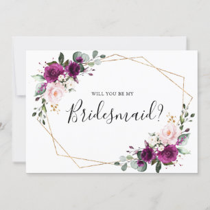 Paarse Plum Blush zal je mijn Bridesmaid zijn Kaart