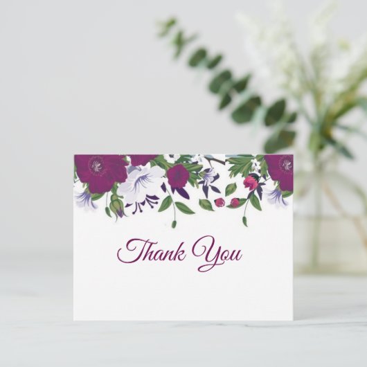 Paarse Plum Dank u Briefkaart (Staand voorkant)