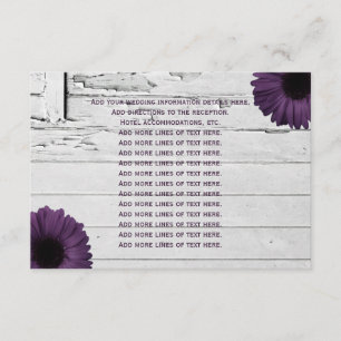 Paarse Plum Gerber Daisy Wedding Information Card Informatiekaartje