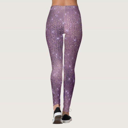 Paarse Plum Gold Metallic Diamond Sparkly Leggings (Achterkant)