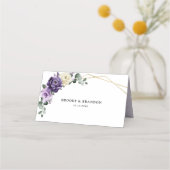 Paarse Plum Ivory Gold Floral Geometric Wedding (Achterkant)