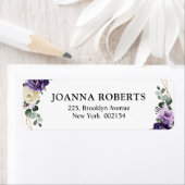 Paarse Plum Ivory Gold Floral Geometric Wedding Etiket (Insitu)