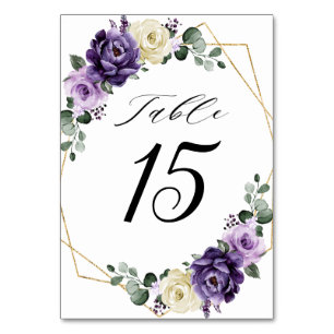 Paarse Plum Ivory Gold Floral Geometric Wedding Kaart