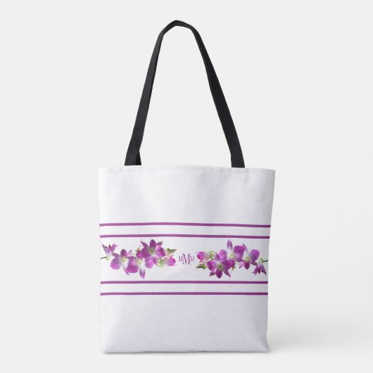 Paarse Plum Lavender All-Over-Print Tas Orchids (Achterkant)
