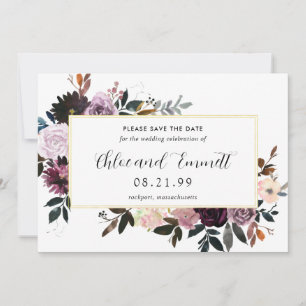 Paarse Plum Mauve Pink Floral Save the Date Card
