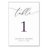 Paarse Plum Minimalist Wedding | Aangepaste tabel  Kaart (Achterkant)