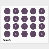 Paarse Plum Modern Wedding Initiaal Envelope Seals Ronde Sticker (Vel)