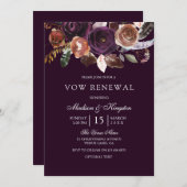 Paarse Plum Peach Flower Vow Renewal Invite Kaart (Voorkant / Achterkant)