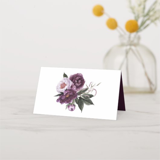 Paarse Plum Pioenroos plaats kaarten (Achterkant)