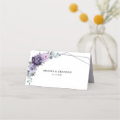 Paarse Plum Silver Floral Blooms Geometric Wedding (Achterkant)