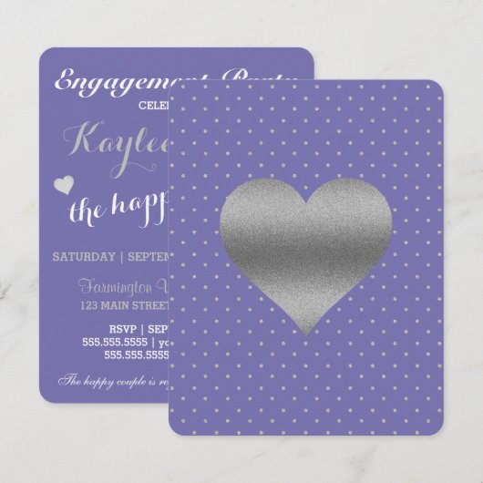 PAARSE Plum Silver Polka Dot Shower Party Kaart (Voorkant / Achterkant)