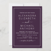 Paarse Plum Wedding met Fotouitnodiging Kaart (Voorkant)