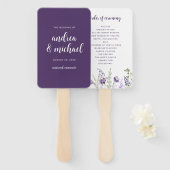 Paarse Plum Wedding Program Fans Handwaaier (Voorkant en achterkant)