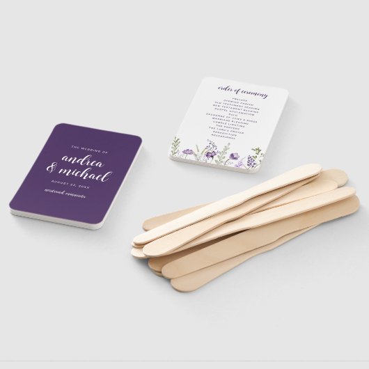 Paarse Plum Wedding Program Fans Handwaaier (Niet-gemonteerd)