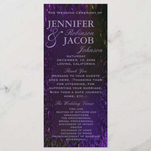 Paarse Plum Wedding Programma (Voorkant)