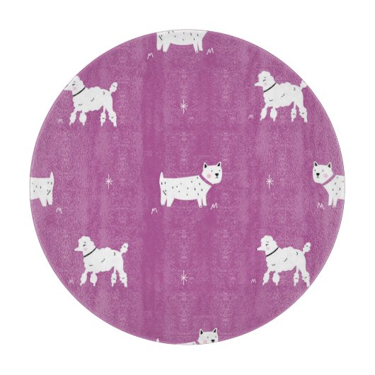 Paarse poedel: monochroom retro patroon snijplank (Voorkant)