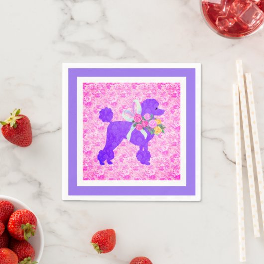 Paarse poedel partij benodigdheden servet (Insitu)