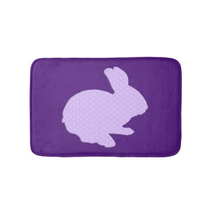 Paarse poka Dot Silhouette Bunny Rabbit Mat
