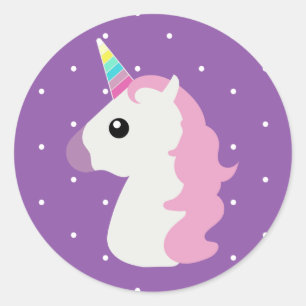 Paarse pokadots Unicorns Emoji Stickers