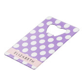 Paarse poladots, poolvlek, Jouw naam Kredietkaart Flessenopener (Achterkant Gekanteld)