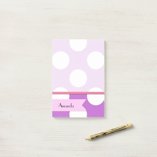 Paarse poladots, poolvlek, Jouw naam Post-it® Notes (Op bureau)